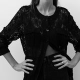 Vintage Black Lace Button-Down Top