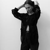 Vintage Black Lace Button-Down Top