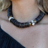 Margarita Brown Bone Bead Necklace — view 2