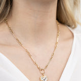 14K Abalone + Sapphire Heart Pendant Charm