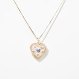 14K Abalone + Sapphire Heart Pendant Charm