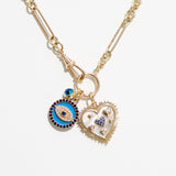14K Abalone + Sapphire Heart Pendant Charm