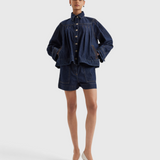Merlette Easton Jacket in Dark Wash - full-length styled view