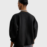 JONES + CO Rachel Comey Fond Sweatshirt in charcoal, back view with raw edge hem