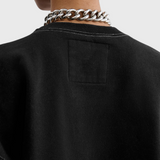 JONES + CO Rachel Comey Fond Sweatshirt in charcoal, back neck detail with label patch