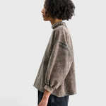 JONES + CO Rachel Comey Fond sweatshirt in smoky hazelnut acid-overdyed cotton, side profile view.