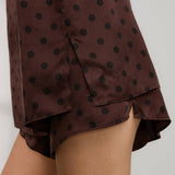 Washable Silk Tee Short Set - Chocolate Ellipsis