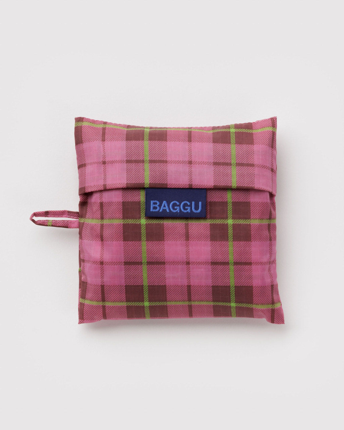 Standard Baggu - Azalea Pink Tartan, flat lay