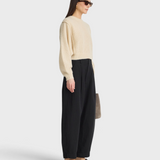 Apiece Apart Bari Crop Trouser in black, back view on model