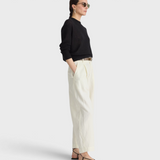 Apiece Apart Bari Crop Trouser in cream, side view on model