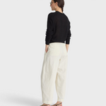 Apiece Apart Bari Crop Trouser in cream, back view on model