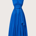 Merlette Verena Dress in Ultramarine — product shot showing the full ankle-length silhouette