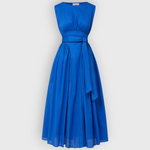Merlette Verena Dress in Ultramarine — product shot showing the full ankle-length silhouette