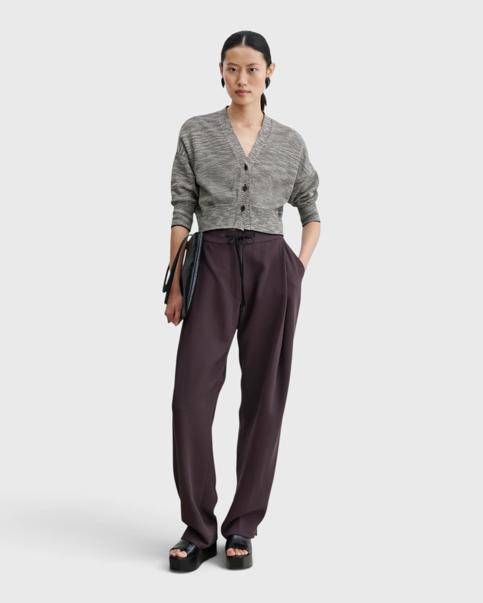 Rachel Comey Gimlette Top in Black Multi cotton tweed - front