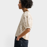 JONES + CO Rachel Comey Filly Top in champagne silk showing the cropped, dimensional silhouette.