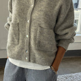 Amélie Alpaca Cardigan - Light Grey