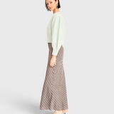 MIRTH Santander Silk Skirt in Shadowline Plaid — worn, back view
