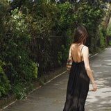 The Alma Dress - Noir on sidewalk