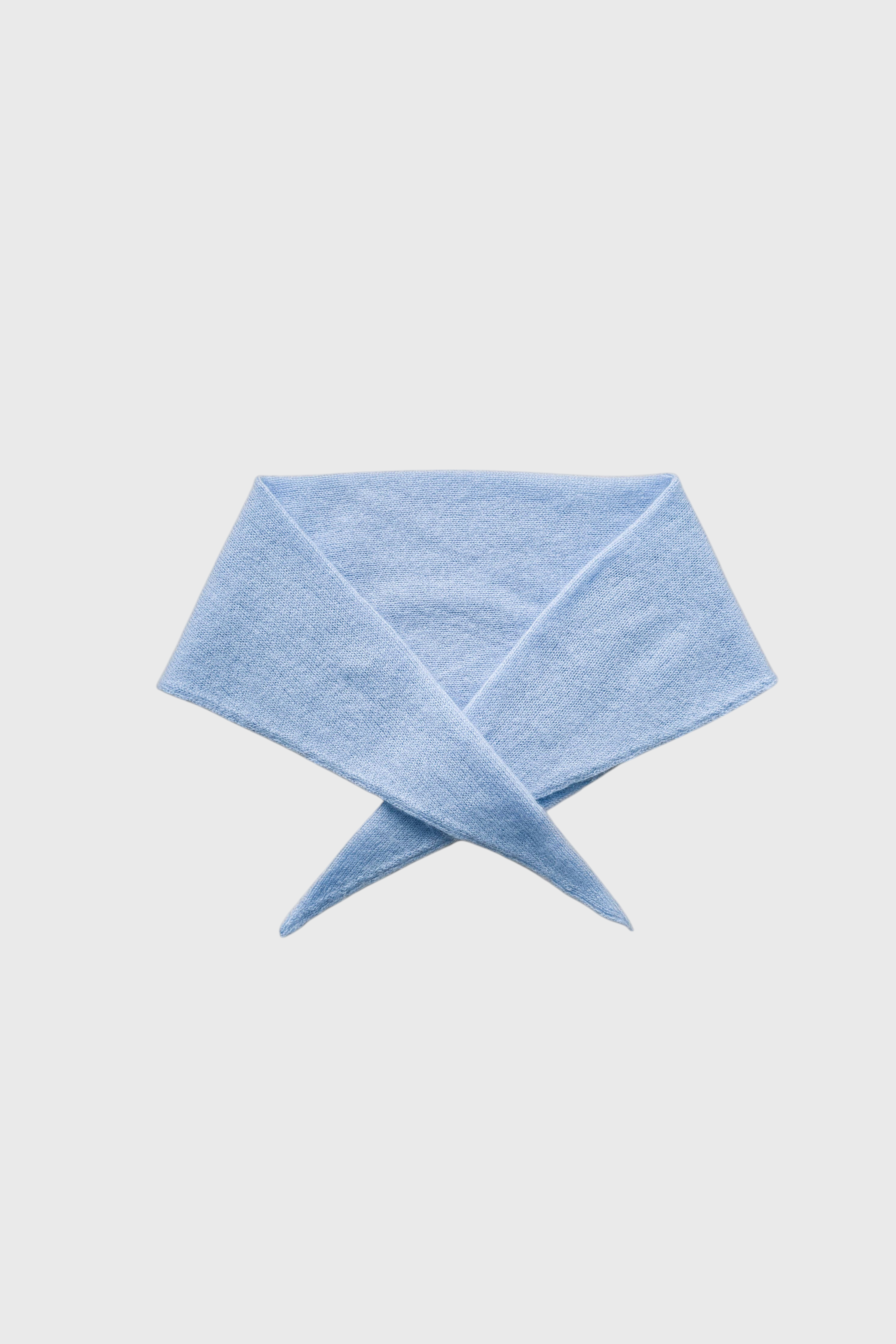 JONES + CO powder blue cashmere and wool blend bandana scarf with a soft knit texture