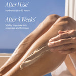 OSEA Undaria Algae Body Butter applied to legs, with clinical results callouts