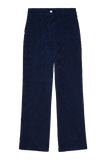 Flat of Cord Pleated Trouser in Navy