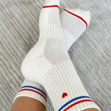Embroidered Boyfriend Socks milk + heart