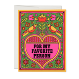 Colorful card with decorative border and text 'For my favorite person' on a white background