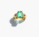 18K Art Deco Emerald and Diamond Ring