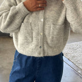 Amélie Alpaca Cardigan - Light Grey on model 