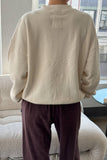 Cotton Terry Daisy Long Sleeve Top - Naturel back view 