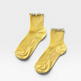 The Petite Ruffled Modal Socks - Butter / Baby Blue