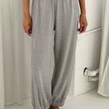 Pointelle Balloon Pants - Melange Grey