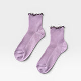 The Petite Ruffled Modal Socks - Lilac / Brown