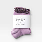 The Petite Ruffled Modal Socks - Lilac / Brown