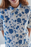 Collar and placket on April Shirt - Floating Floral