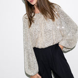 Ava Shirt - Nude Sparkle