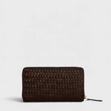Bembien Luca Wallet in espresso handwoven leather — front