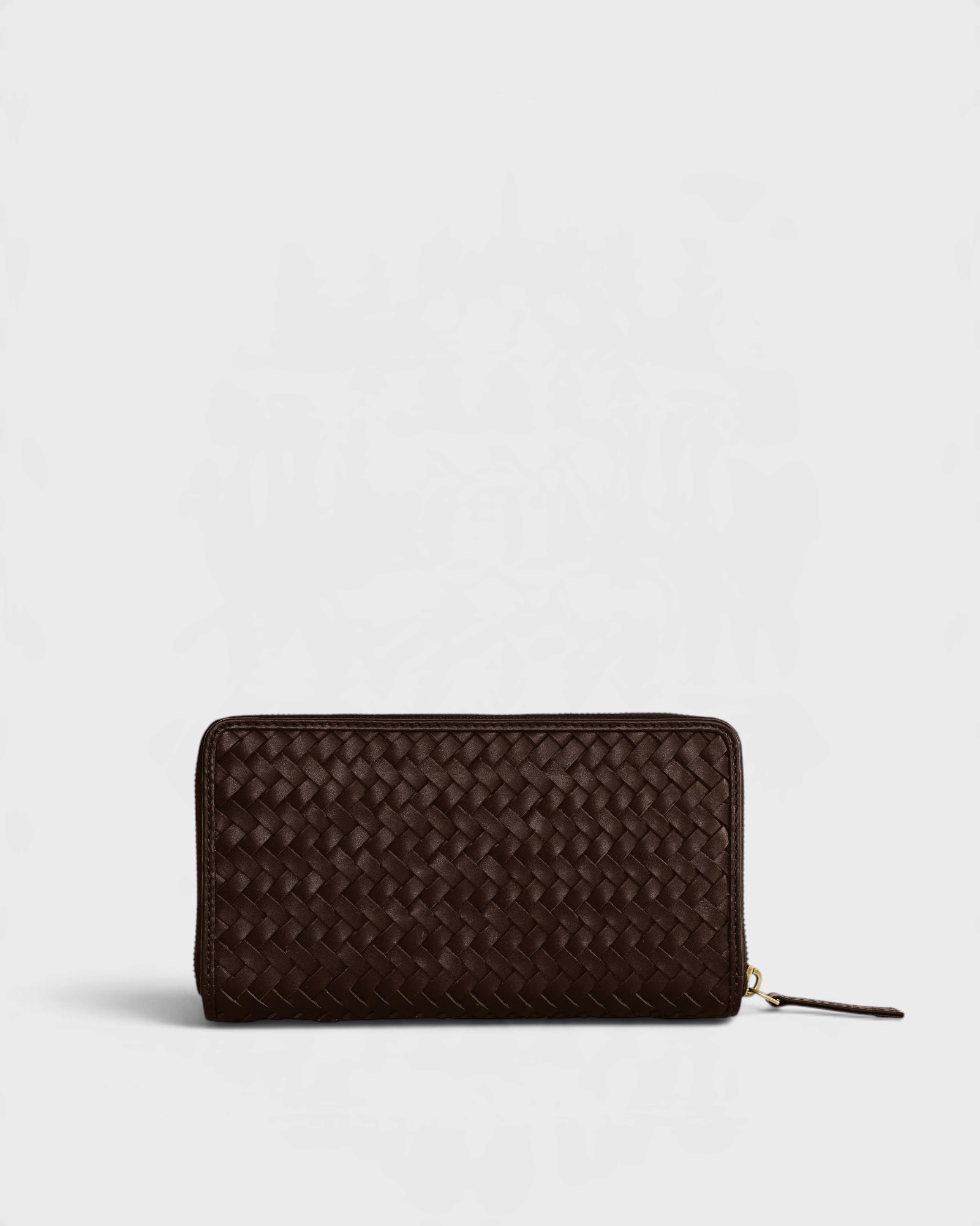 Bembien Luca Wallet in espresso handwoven leather — front