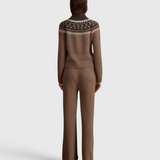 VIR VITA Bruna Fair Isle Sweater and Magda Cashmere Pant in Toasted Walnut, back view