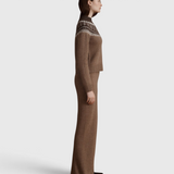 VIR VITA Bruna Fair Isle Sweater and Magda Cashmere Pant in Toasted Walnut, side view