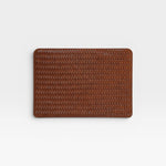 Brown textured rectangular laptop sleeve on a white background