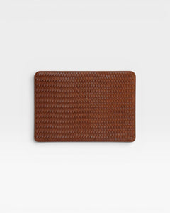 Brown textured rectangular laptop sleeve on a white background