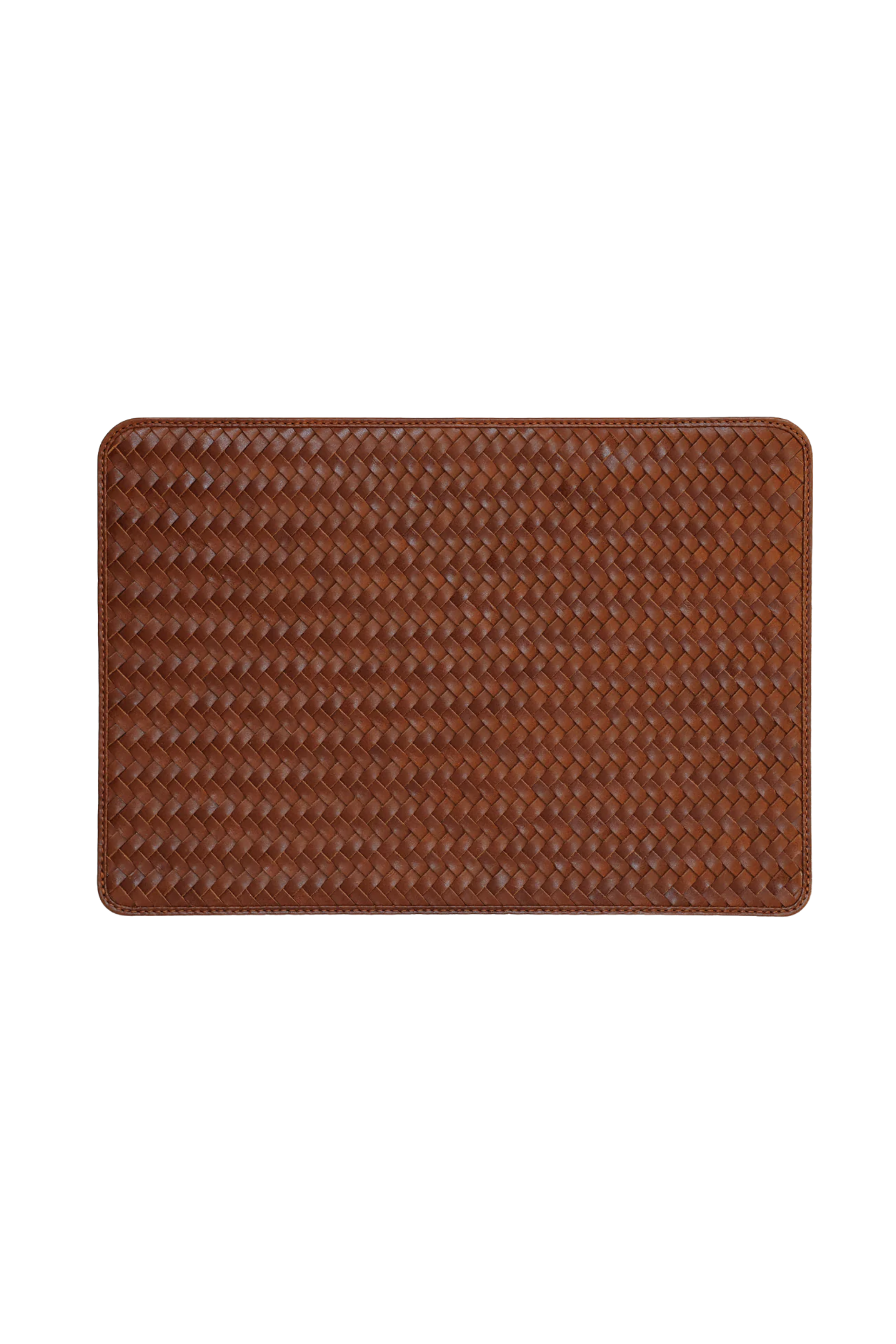 Brown textured rectangular laptop sleeve on a white background