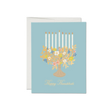 Floral Menorah Hanukkah Card