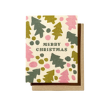 Pink and Green Christmas Tree Card