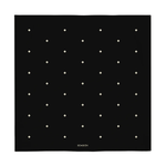 Black square scarf with white polka dots on a white background