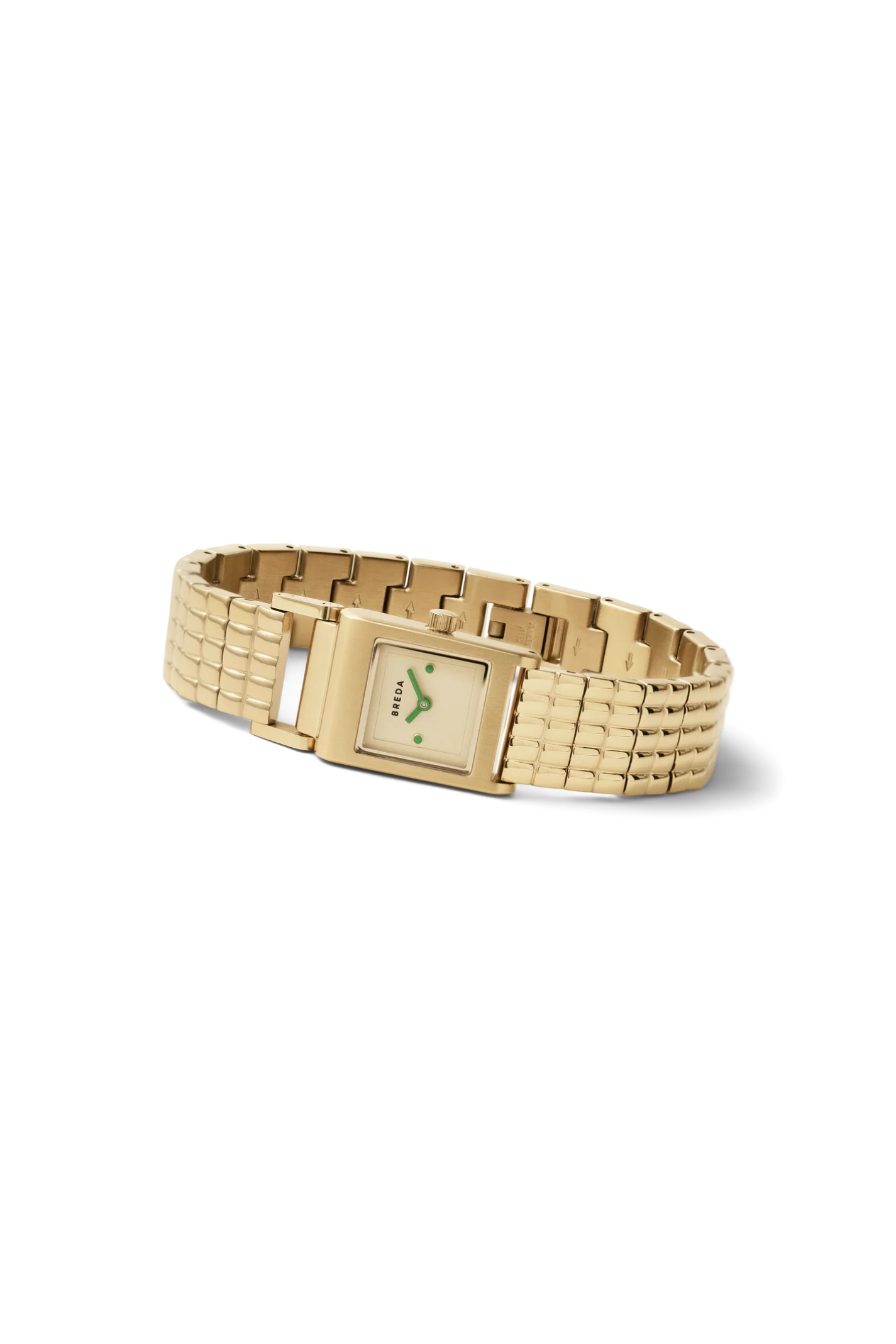 Gold wristwatch on a white background