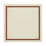 Beige silk scarf with brown border on a white background