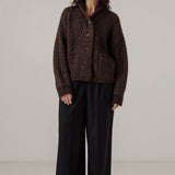 Oversized Shawl Cardigan - Carob