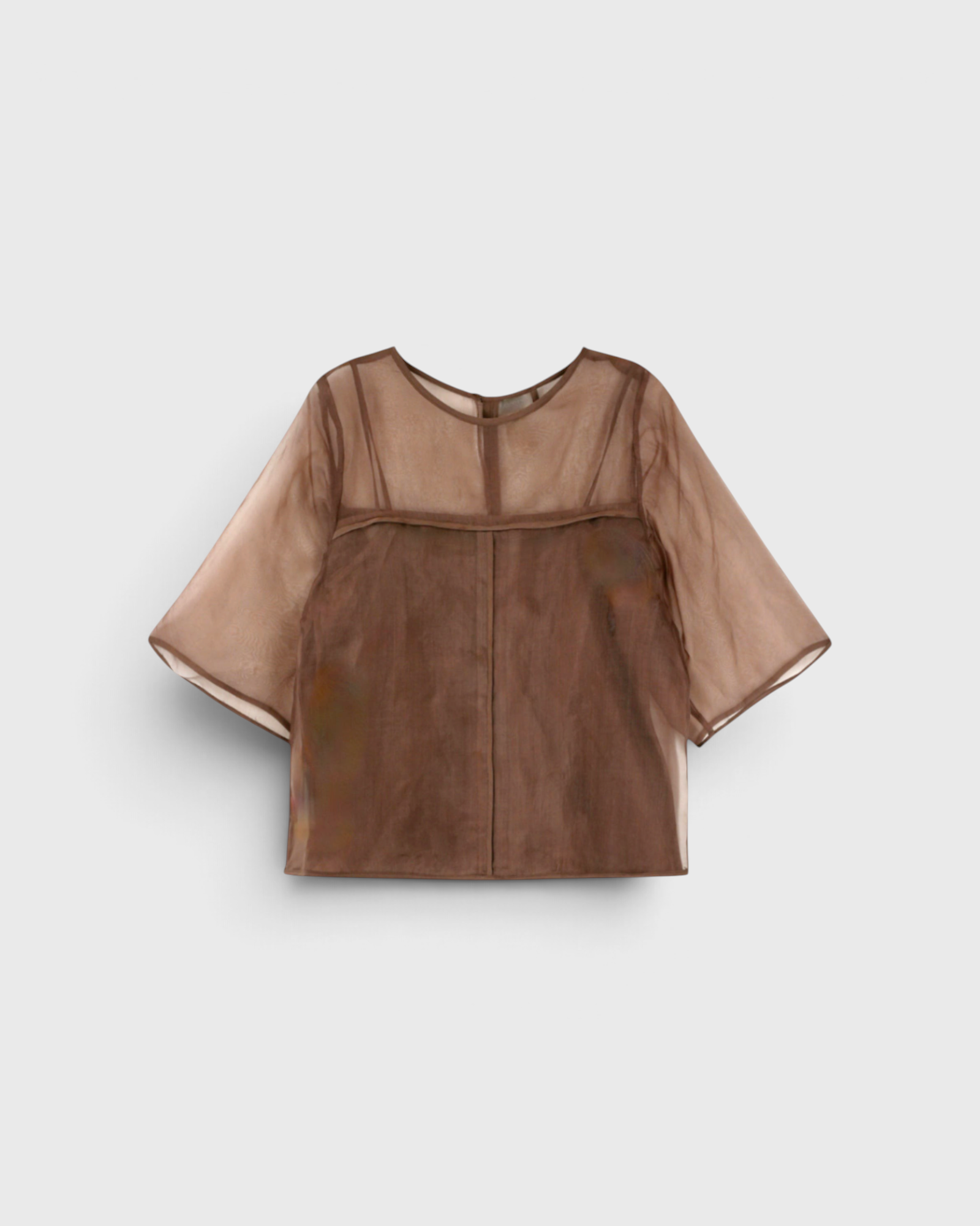 MIRTH Organza Field Top in Cocoa — flat lay